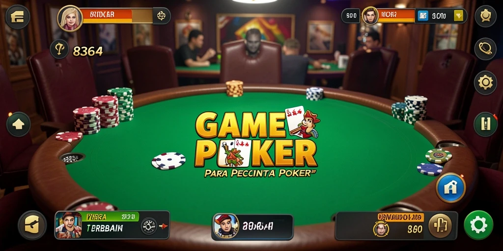 Tampilan utama gameplay Poker di 8364 yang mengasyikkan.