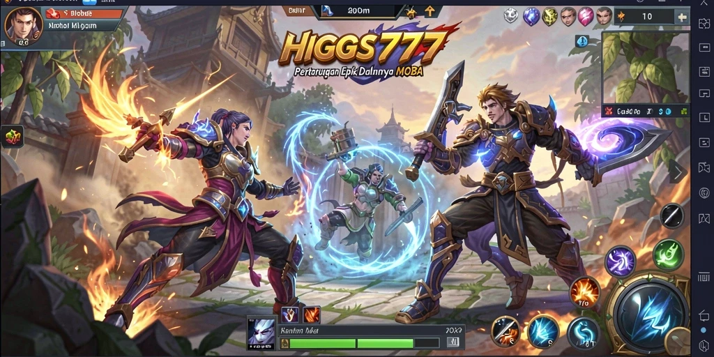 Tampilan menarik gameplay MOBA HIGGS777 dengan aksi seru dan kerjasama tim.