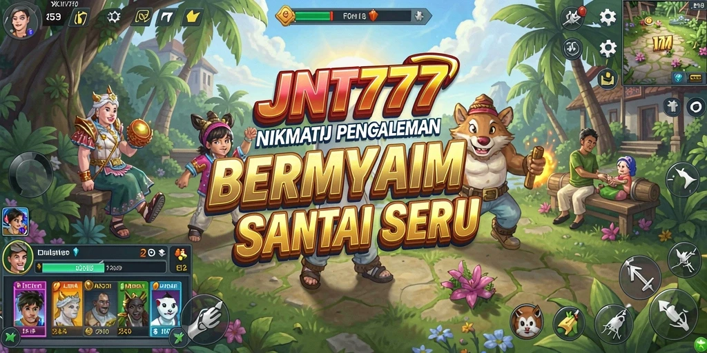 Screenshot utama JNT777 menampilkan gameplay yang seru dan penuh warna.