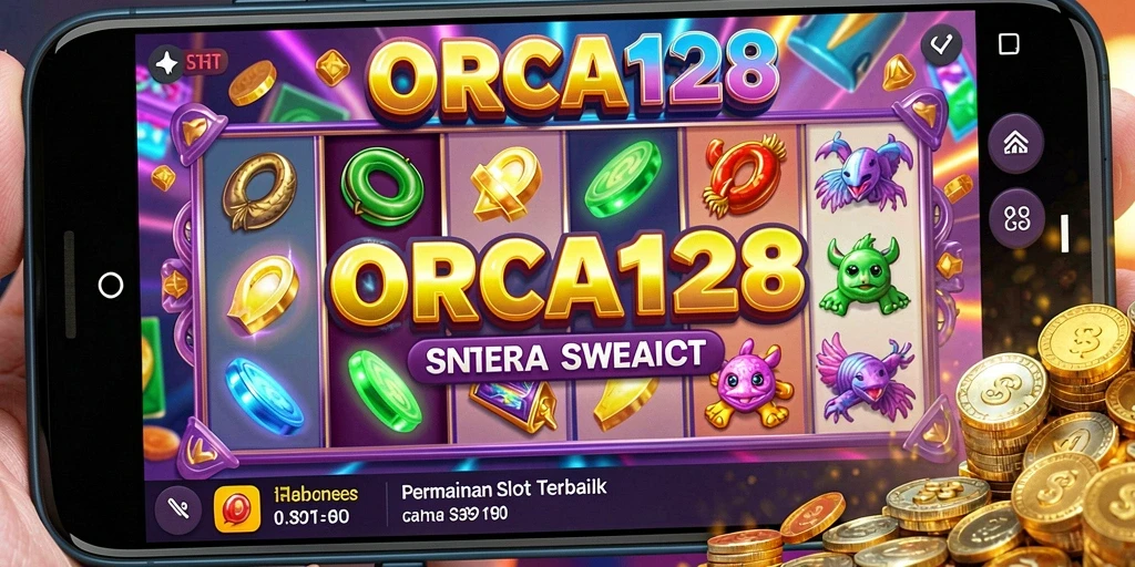 Tampilan gameplay ORCA128 yang memukau dengan simbol-slot yang beragam.