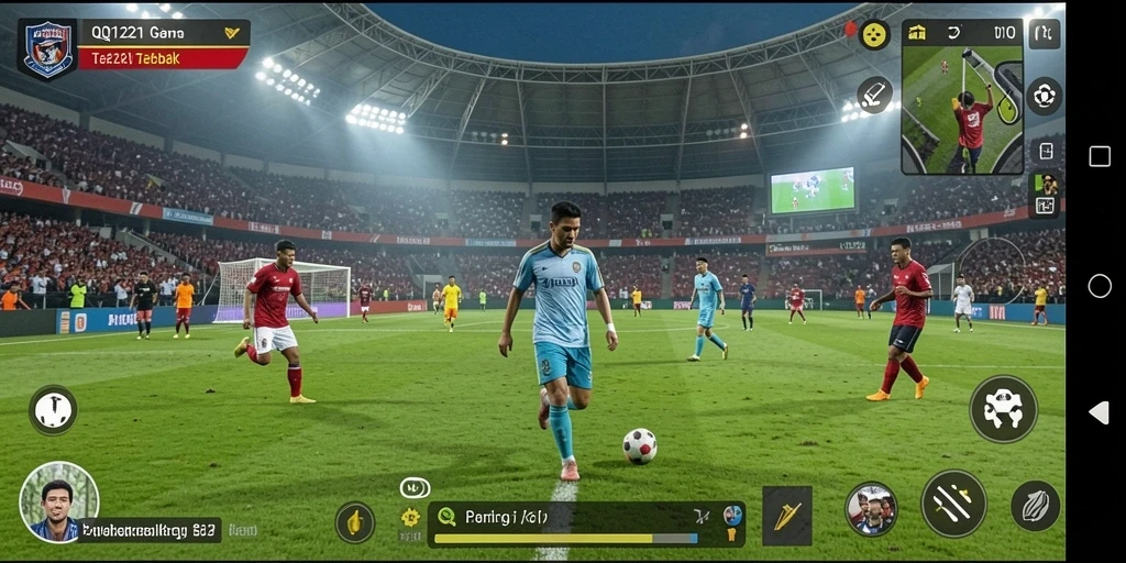 Tampilan gameplay sepak bola yang mendebarkan di QQ1221.
