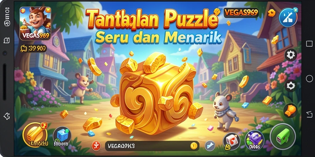 Screenshot gameplay VEGAS969 menunjukkan tantangan puzzle yang menarik.